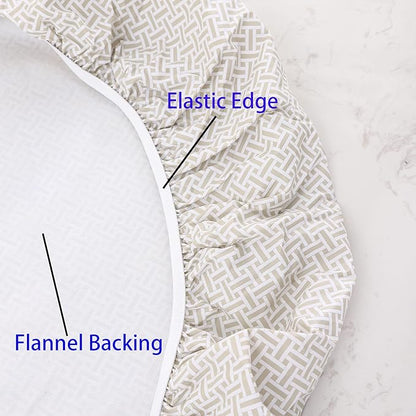 Walrus Round Vinyl Fitted Tablecloth with Flannel Backing Elastic Edge Design Table Cover Waterproof Oil-Proof PVC Table Cloth Stain-Resistant Best for 57"-66" Round