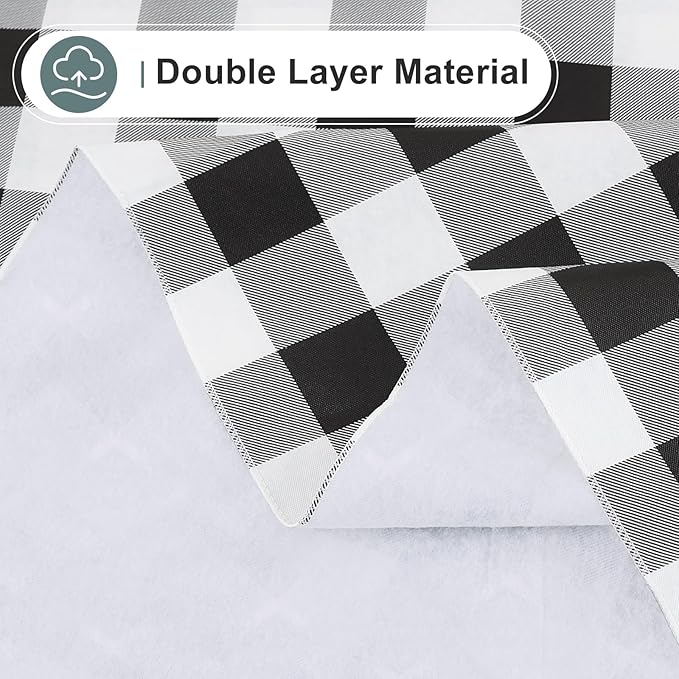 misaya 2 Pack Waterproof Vinyl Table Cloth, Buffalo Flannel Backed Tablecloth, Wipeable Plastic Table Cover for Dinner, Kitchen, Outdoor (60" x 84", Black and White)