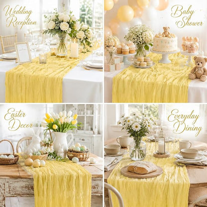 10Pack Light Yellow Table Runner 10FT Gauze Cheesecloth Table Runner | 21x120 - Image 5