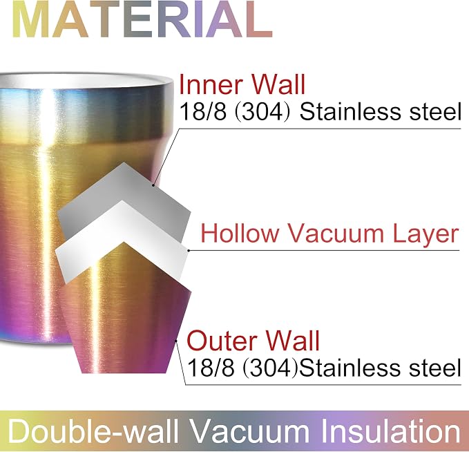 Stainless Steel Cups 4 Pack 6oz Double Walled Insulated Cups Stackable Travel - Image 3