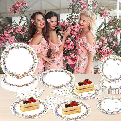 60Pcs Wildflower Paper Plates and Napkins Party Supply, Serves 20 | Floral Baby - Image 4