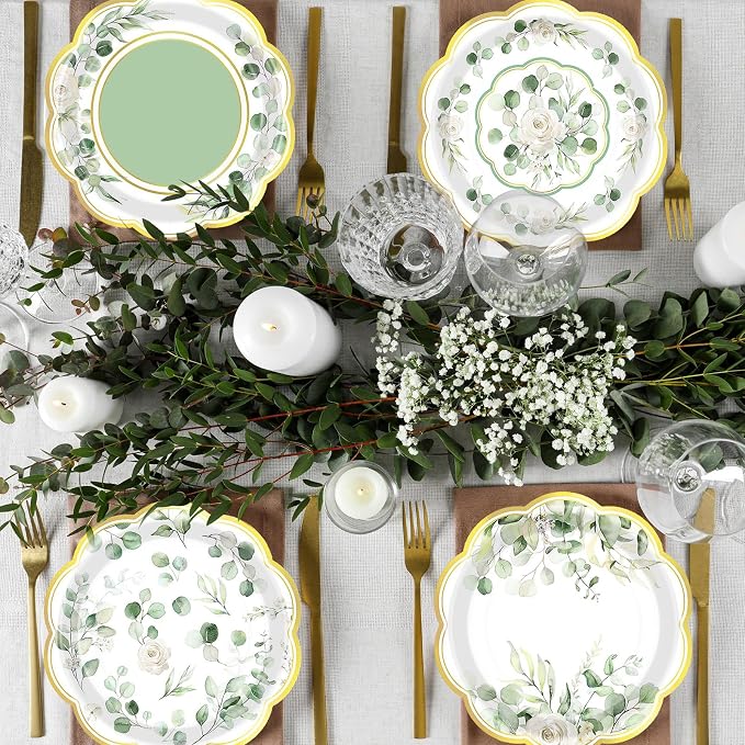 120 Pcs Sage Green Paper Plates 7 Inch Eucalyptus Spring Party Plates Sage - Image 6