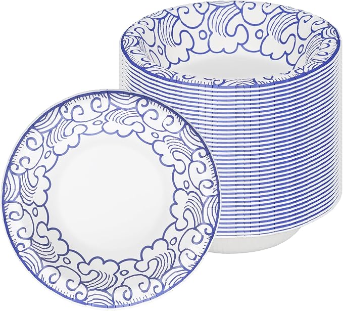 30 Count Large Paper Bowls 16 Oz Bowls Disposable Heavy Duty Microwave & by DTFMZOV