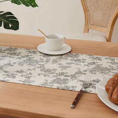 French Pastoral Farmhouse Table Runners, 13x72 Inch Black | 100% Organic Cotton - Image 5