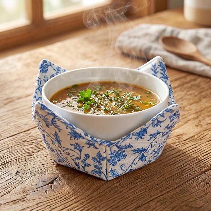 Cotton Microwavable Bowl Cozy, Microwave-Safe Hot Bowl Holders, Soup Bowl Cozy - Image 3
