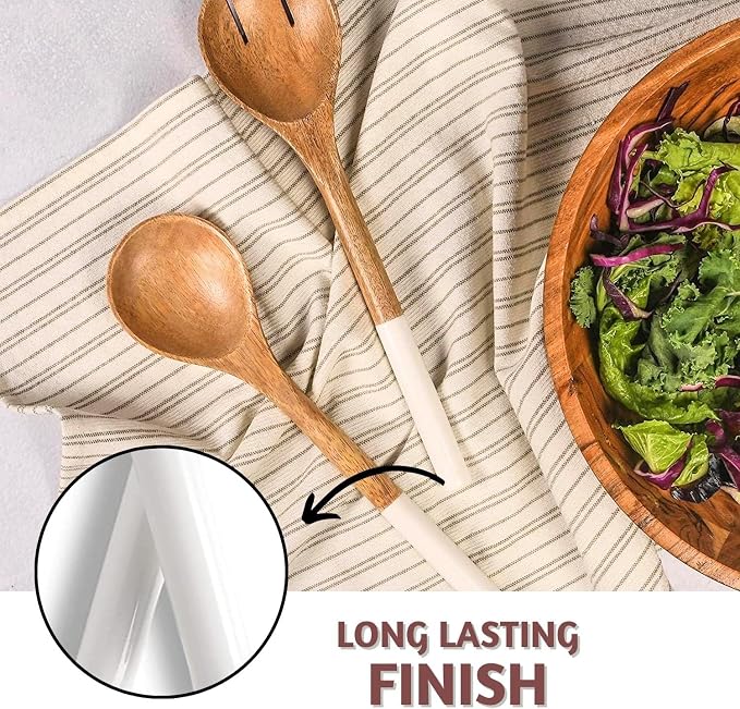 Folkulture Salad Servers or Salad Tongs | Set of 2 Serving Spoons in Kitchen - Image 4