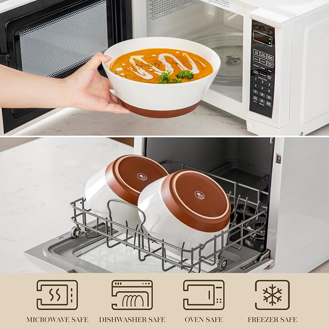 MALACASA Salad Bowls Set of 4, Soup Bowls - Image 3
