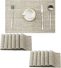 Leetaltree Linen Yellow Placemats Set of 12 - Heat Resistant Non-Slip Place mats for Dining Table, Washable Durable PVC Vinyl Woven Table Mats（Linen Yellow, 12）