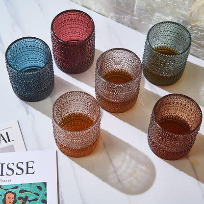 Champaign Beige Hobnail Drinking Tumbler | Set of 6 | 11 OZ Bubble Design - Image 4