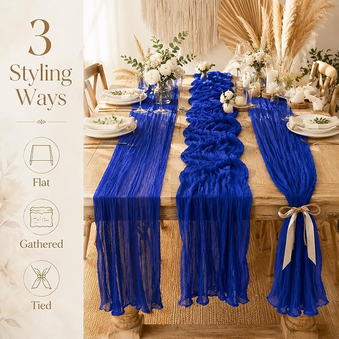 10 Pack Royal Blue Table Runner 10FT Gauze Cheesecloth Table Runner | 21x120 - Image 4