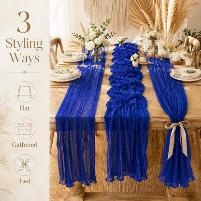 10 Pack Royal Blue Table Runner 10FT Gauze Cheesecloth Table Runner | 21x120 - Image 4