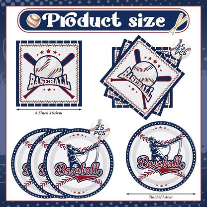 NatNarr 50 Pcs Baseball Plates and Napkins, Disposable Baseball Party Supplies - Image 2