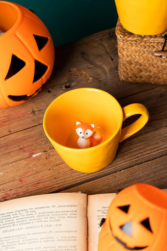 DIHOclub Fox Ceramic Cup Hidden 3D Animal Inside Mug, Cute Cartoon Handmade - Image 6