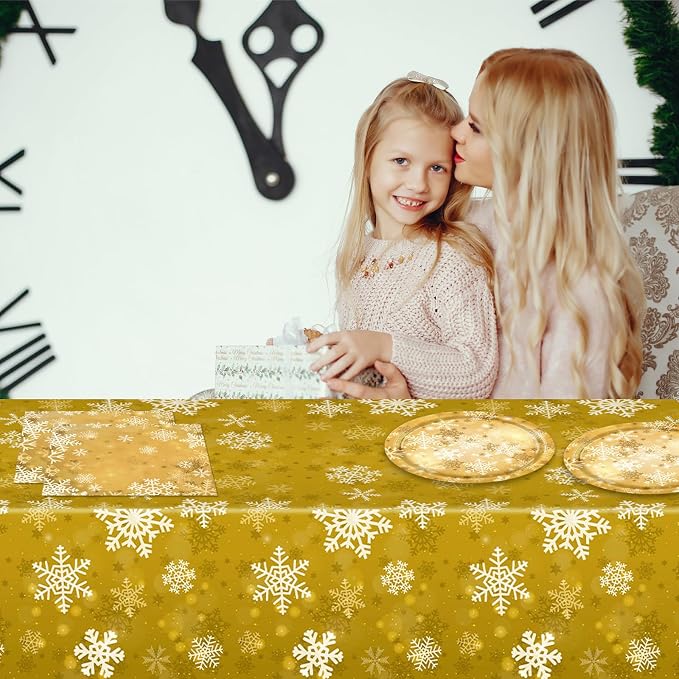 41Pcs Winter Snowflake Party Decorations Snowflake Tableware Set Golden Winter - Image 6