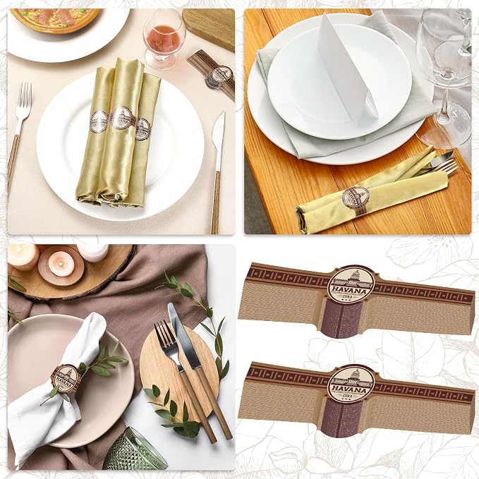 Cuban Wrapper Napkin Rings Tableware Wraps Bands Self Adhesive Paper Napkin - Image 3
