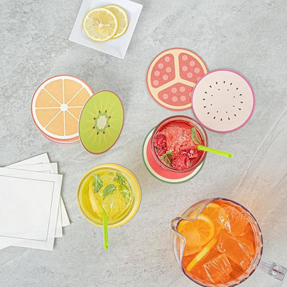 Restaurantware Drink Coasters 48 Count 4 Inch Paper High-Density Pulpboard Bar Coasters Assorted Customizable Designs Super Absorbent Reusable Round Coasters