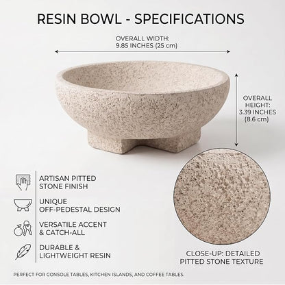 Decorative Bowl for Coffee Table, Modern Round Resin Centerpiece Bowl | Shallow - Image 2