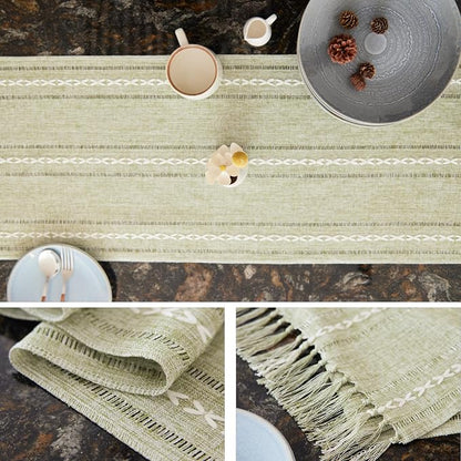 Farmhouse Rustic Sage Green Table Runner - Image 5