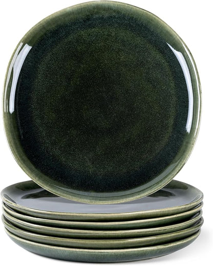 AmorArc Ceramic Plates Set of 6,8.5 Inch Handmade Reactive Glaze Stoneware Plates set for Dessert,Salad,Appetizer,Small Dinner Plates,Microwave & Dishwasher Safe,Scratch Resistant