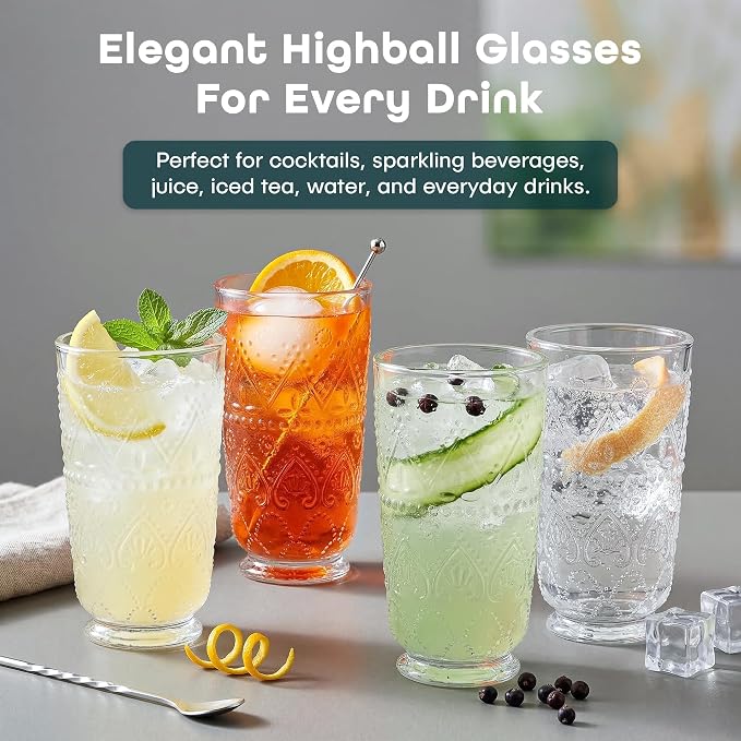 Set of 4 Vintage Beaded Highball Glasses - Image 5