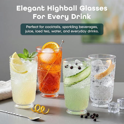Set of 4 Vintage Beaded Highball Glasses - Image 5