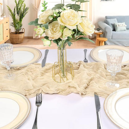 6 Pack 10Ft Beige Cheesecloth Table Runner 23 x 120 Inch | Gauze Rustic Boho - Image 4