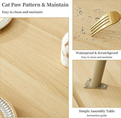 43.3 Inch Cream Round Dining Table for 4, Space-Saving Dinette Perfect for Kitchen Dining Living Room(Cream Table)