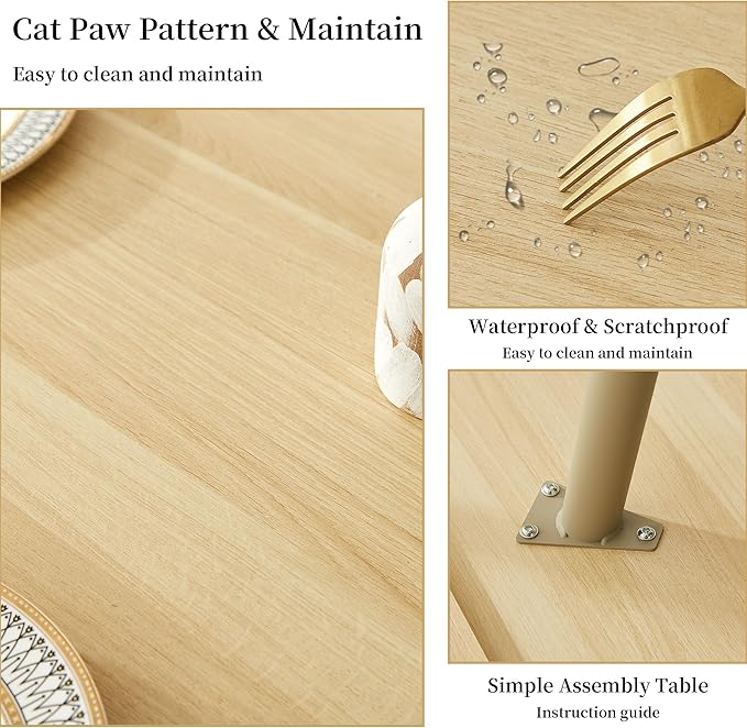43.3 Inch Round Dining Table Set for 4, Modern Small Kitchen Coffee Set for Dining Room Kitchen Apartment (Cream Table+4 U-Shaped BlackChairs)
