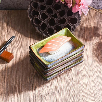 Porcelain Dipping Bowl Set of 4, 3.4" Rectangular Small Soy Sauce Dishes | - Image 6