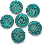 Handmade Decorative Turkish Ceramic Mini Pinch Bowls Set of 6 – Small Dipping & Serving Sauce Bowls, Green Charcuterie Accessories, Hand-Painted Floral Pattern Snack Dishes for Kitchen & Table Decor