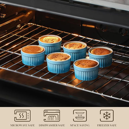MALACASA Ramekins 4 oz Oven Safe, Small Ceramic Souffle Dishes - Image 4
