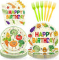 96Pcs Vegetable Birthday Party Decorations, Serves 24 | Cute Vegetable Plates by Greencian