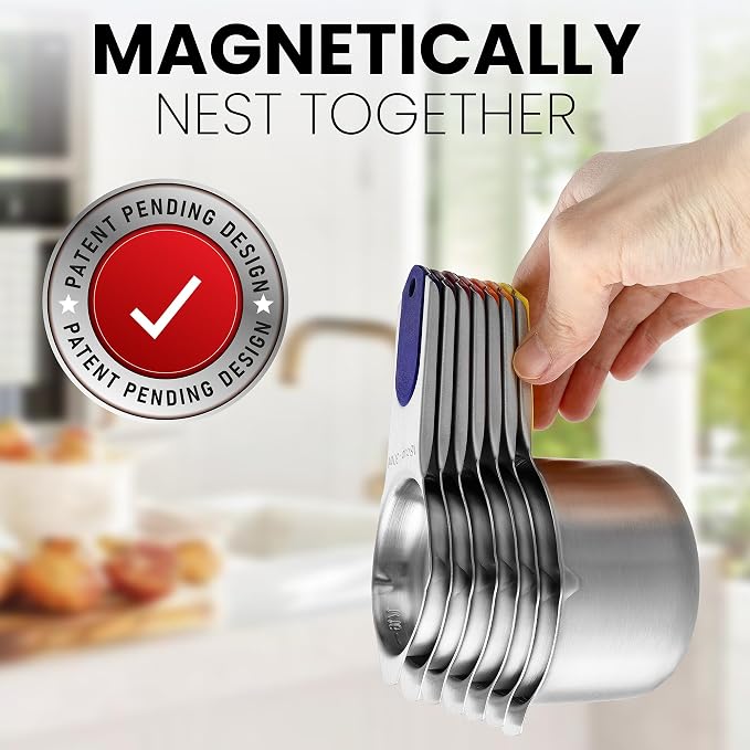 Spring Chef 7 Magnetic Stainless Steel Measuring Cups Set, Mountain Sunrise | - Image 4