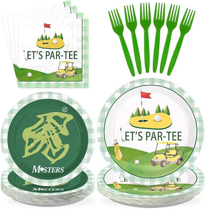 96 Pcs Golf Party Decorations for Girls Boys, Serves 24 | Yellow Green Golf by Greencian