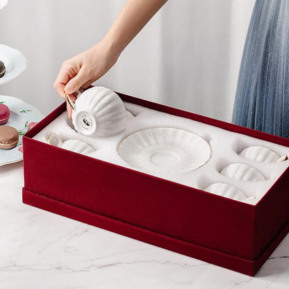 BTaT- Cappuccino Cups with Saucers 7 oz with Gift Box, Dishwasher Safe - Image 4