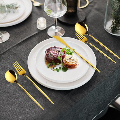 30-Pieces Gold Flatware Set, Tableware Fine Dining Utensil Set Include Knives - Image 5
