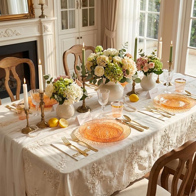 Rubtlamp 175 Pcs Plastic Dinnerware Set, Hammered Party Plates Set Include - Image 7