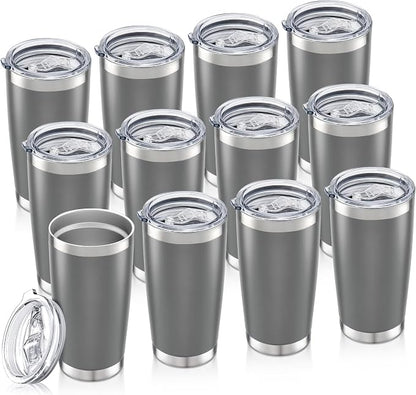 20oz Tumbler Bulk with Lid Stainless Steel Tumblers, 12 Pack | Leak Proof Lid by Unknown