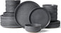 Famiware Milkyway 24-Piece Stoneware Dinnerware Set, Matte Dark Charcoal | by Famiware