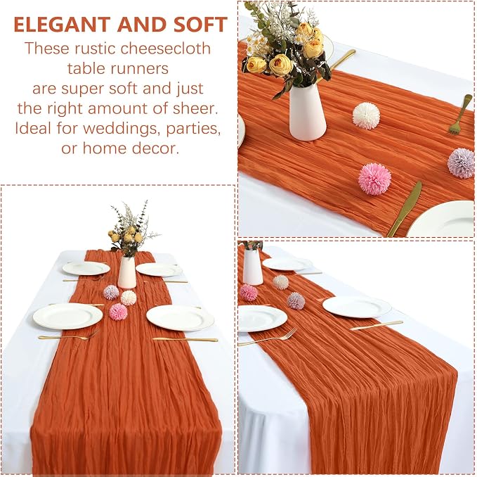 12 Pack Orange Cheesecloth Table Runner 10FT Boho Cheese Cloth Gauze Fabric - Image 4