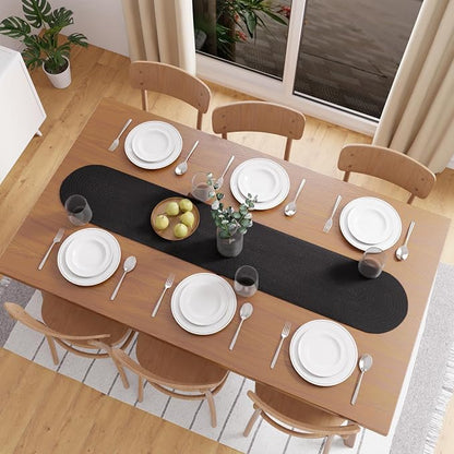 Encasa XO Table Runner, Handmade Ribbed Cotton 12"x54" | Black, Heat & Scratch - Image 4