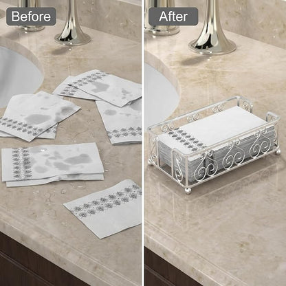 Guest Towel Holder Tray for Bathroom Countertop, Powder Room & Vanity Use - Image 5