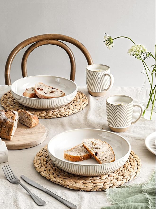 LE TAUCI Coffee Mugs 16 oz, Ceramic Mug Set, Embossment Cups - Image 2