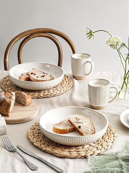 LE TAUCI Coffee Mugs 16 oz, Ceramic Mug Set, Embossment Cups - Image 2
