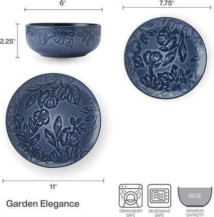 Paltzgraff Garden Elegance 12 Piece Floral Stoneware Dinnerware Plate Bowl Dish - Image 3
