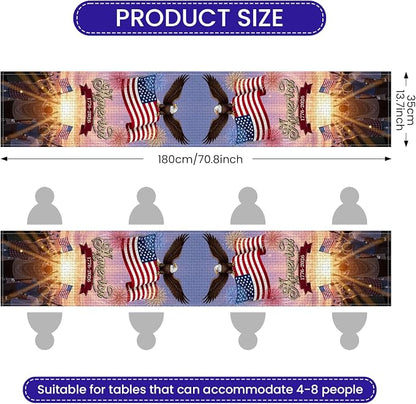 Independence Day Table Runner Patriotic Design American Flag Crowd Celebration - Image 4