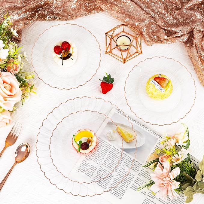 YOUBET 60PCS Rose Gold Plastic Plates - Image 4