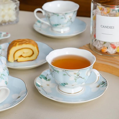 6oz Porcelain Tea Cup & Saucer Set of 6, complete 12-pieces cup & saucer set - Image 7
