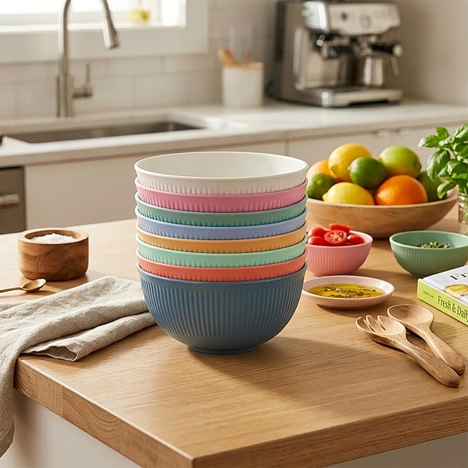 8PCS Cereal Bowl, Unbreakable 24 OZ Wheat Straw Cereal Bowls, Kitchen Bowls - Image 5
