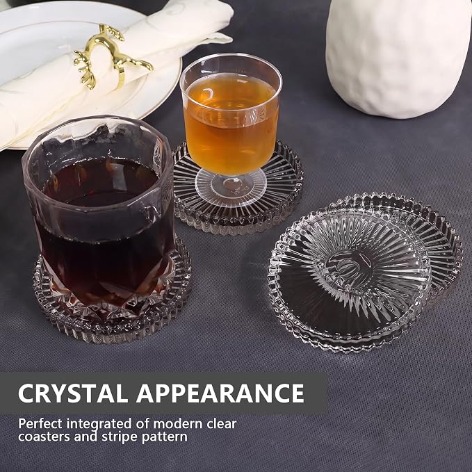 VIBRATITE 4 Inch Glass Coasters Set of 4, Crystal-Like Appearance - Image 4